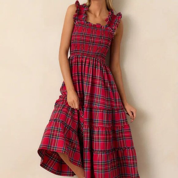 Plaid Ruffle Trim Tiered Dress - Picture 2 of 4